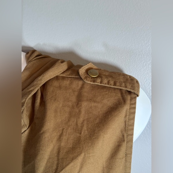 Zenana Outfitters Hooded Vest Size 3X 100% Cotton Drawstring Tan Cargo Style - Picture 5 of 13